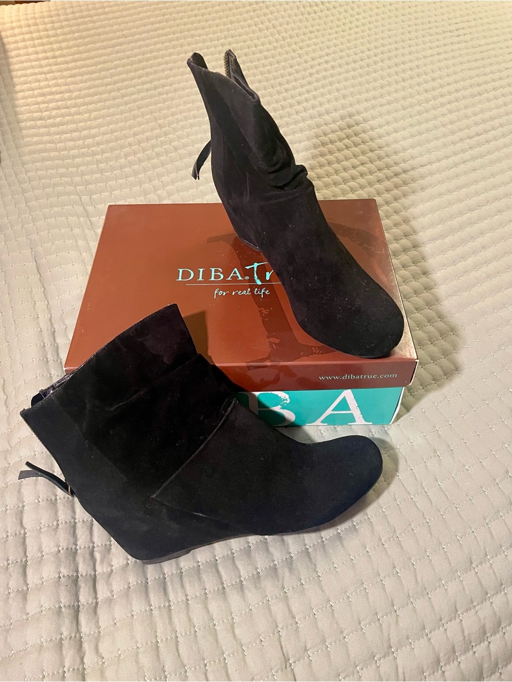 Diba Black Suede Ankle Boots